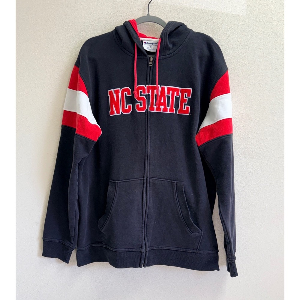 Champion NC State Wolfpack Full Zip Hoodie Black Red White XL CS1973